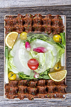 Cig kofte / Turkish Traditional Food. Traditional Turkish Raw Meat.  Cig Kofte  Turkish food