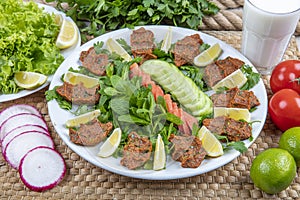 Cig kofte / Turkish Traditional Food. Traditional Turkish Raw Meat