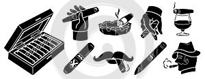 Cigar icons set, simple style