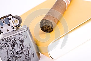 Cigar with lighter