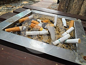 Cigarette ash and butts