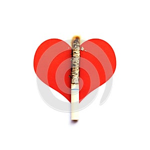 Cigarette burnt on graphic heart