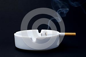 Cigarette in ashtray - No smoking