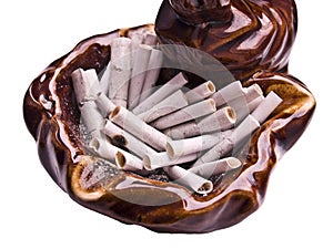 Cigarette butts in ashtray