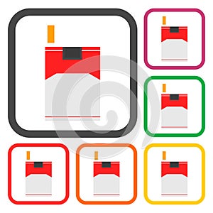 Cigarette flat icons set