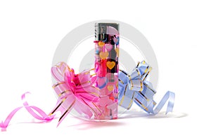 Cigarette-lighter and small bow.