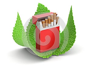 Cigarette Pack and leaves