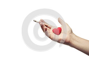 A cigarette with a red heart