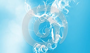 Cigarette smoke over blacl wall. Healthcare nonsmoking addictions concept. Abstract background for posters and flyers
