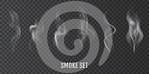 Cigarette smoke. Set of realistic smoke