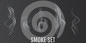 Cigarette smoke. Set of realistic smoke