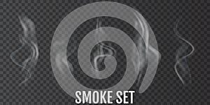 Cigarette smoke. Set of realistic smoke