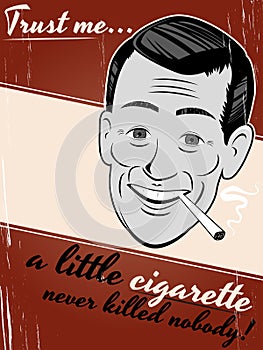 Cigarette smoking cartoon man