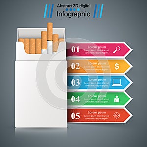 Cigarette, vaper, smoke - business infographic. photo
