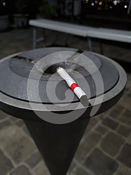 Cigarettes burned in the ashtray