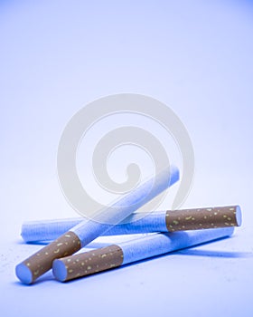 Cigarettes with filter on a white background