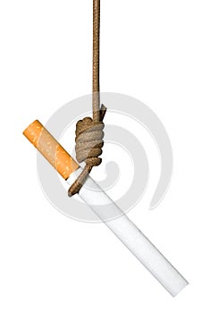 Cigarettes at the gallows on a white background is