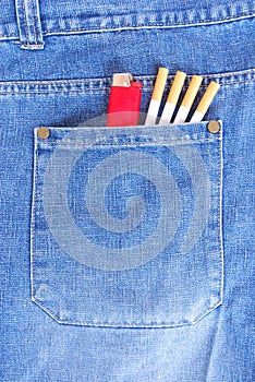 Cigarettes and lighter in pocket