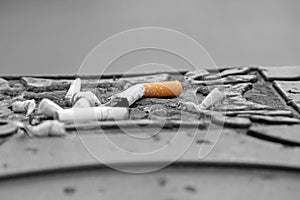 Cigarettes in street ashtray