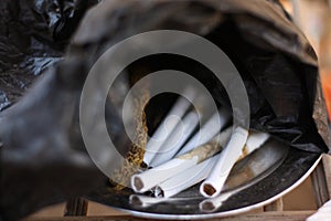 Cigarettes in warm atmosphere