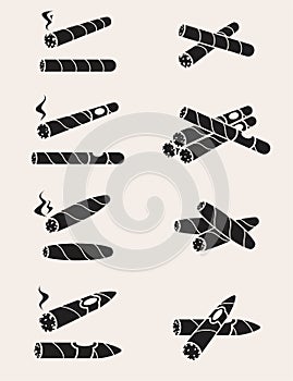 Cigars set. Vector photo