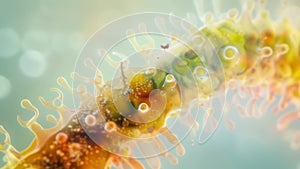 A ciliate protozoa engulfs a small particle of food with its oral groove seen in closeup detail under the microscope