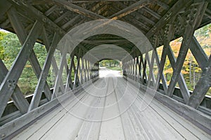 The Cilleyville Bog covered bridge in Andover, New Hampshire