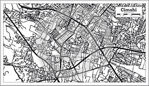 Cimahi Indonesia City Map in Black and White Color. Outline Map photo