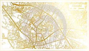 Cimahi Indonesia City Map in Retro Style in Golden Color. Outline Map photo