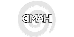 Cimahi in the Indonesia emblem. The design features a geometric style, vector illustration with bold typography in a modern font. photo