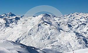 Cime Caron val thorens gondola cabin view sunset snowy mountain landscape France alpes