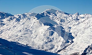 Cime Caron val thorens Meribel view sunset snowy mountain landscape France alpes