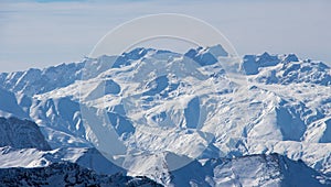 Cime Caron val thorens Meribel view sunset snowy mountain landscape France alpes