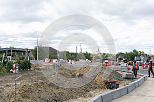 Cimislia region, Moldova - 20, September, 2022: Road junction construction on traffic road E584/M3. Building a ring highway in