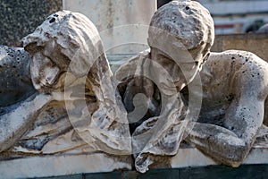 Cimitero Monumentale, historic cemetery in Milan, Italy. A tomb