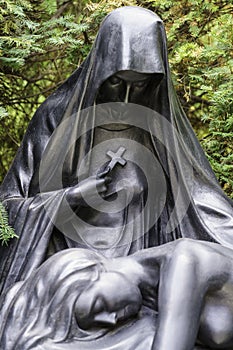 Cimitero Monumentale, historic cemetery in Milan, Italy: a tomb