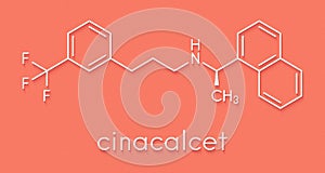 Cinacalcet hyperparathyroidism drug molecule. Skeletal formula.