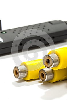 Cinch or rca cables in close view