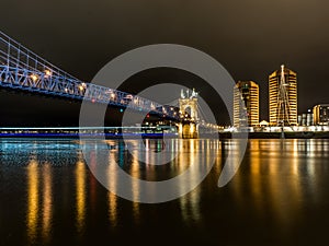 Cincinnati, Ohio - Roebling Bridge at Night photo