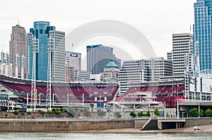 Cincinnati skyline on cloudy day