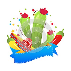 Cinco de Majo mexican holiday vector cartoon frame
