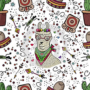 Cinco de Mayo design elements set Collection. Seamless pattern. Mexico art. Festive design. - Vector