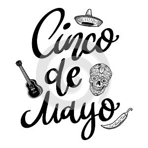Cinco de mayo. Lettering phrase isolated on white