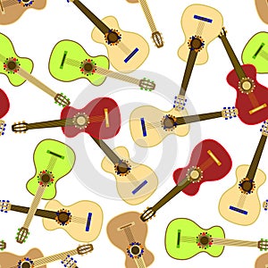 Seamless pattern colorful guitar photo