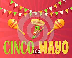 Cinco de Mayo Mexican Holiday Poster with Cucumber