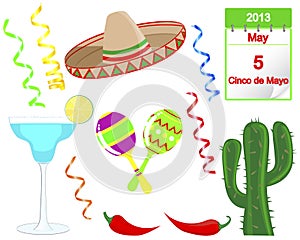 Cinco De Mayo. Set of holiday elements.