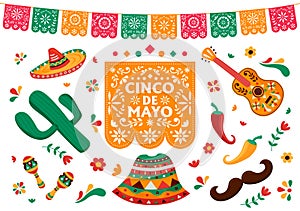 Cinco de Mayo set of mexican culture decoration