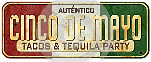 Cinco De Mayo Taco Party Sign Grunge Vintage Invitation