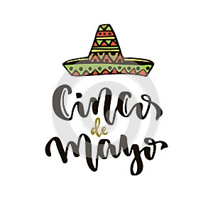 Cinco de Mayo vector icon. Mexican holiday vector lettering. Cinco de Mayo calligraphic greeting card. Vector hand drawn lettering