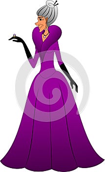 Cinderella`s evil stepmother, in purple dress